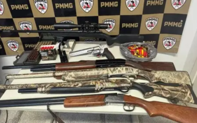 Cinco homens são presos por porte ilegal de armas durante caça a javalis em fazenda de Coromandel