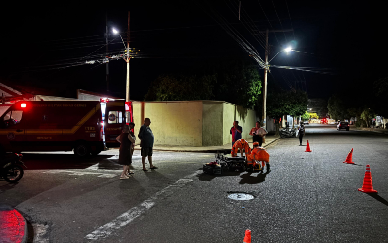 MOTOCICLISTA FICA FERIDO EM ACIDENTE ENTRE CARRO E MOTO NO BAIRRO PROGRESSO, EM ITUIUTABA
